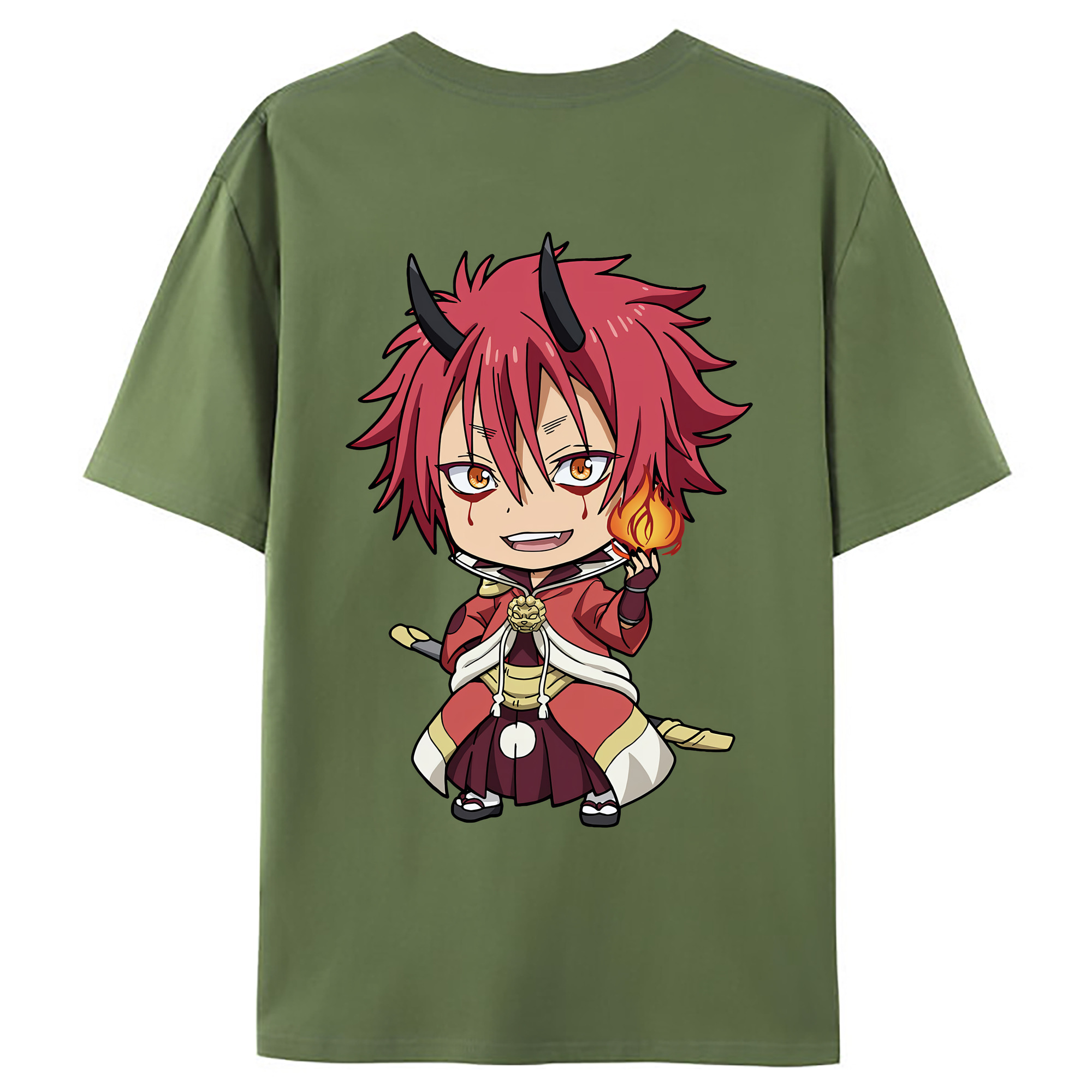 （画像用） 転スラ Regarding Reincarnated to Slime 綿100％ メンズ半袖Tシャツ（バックプリント） 通気性